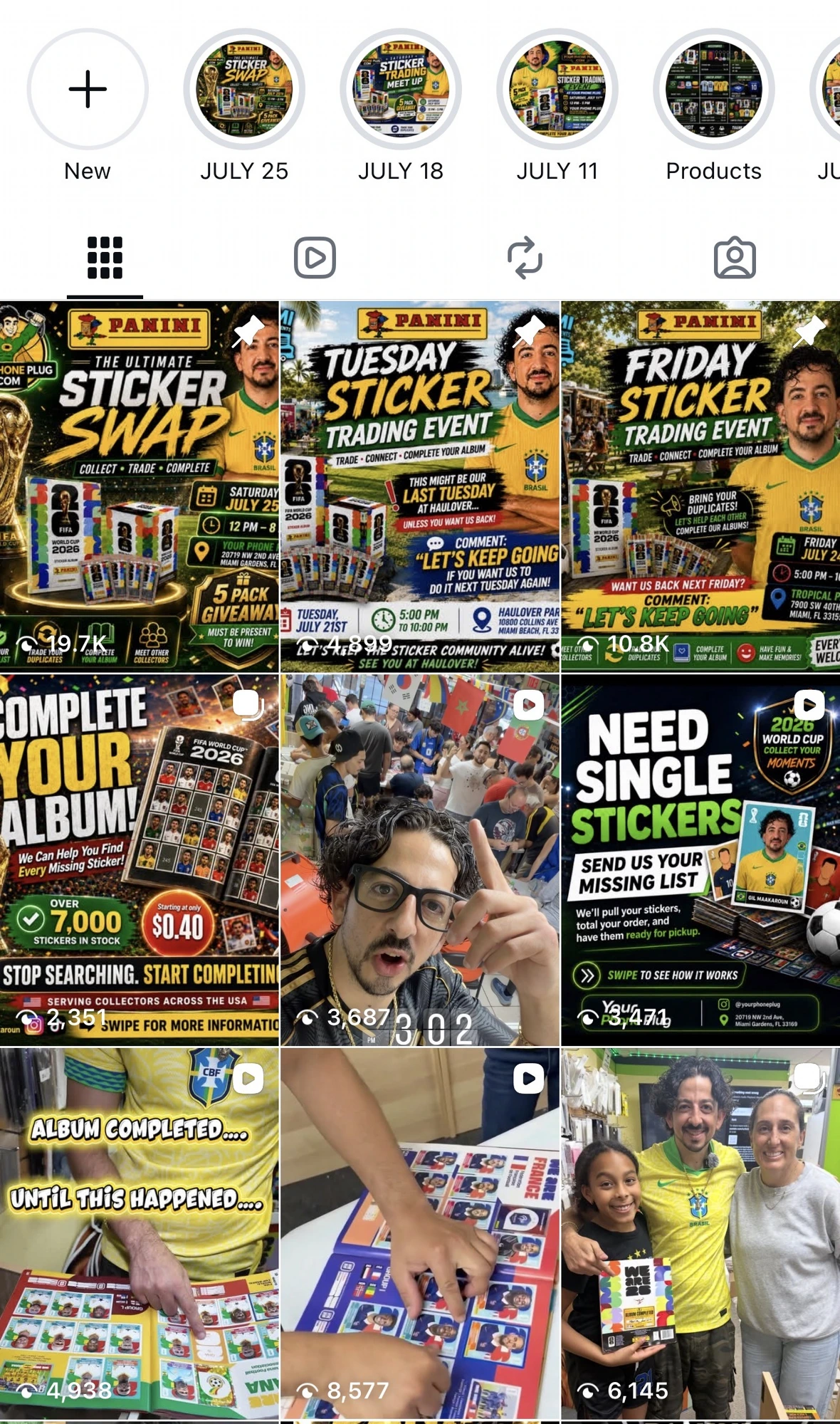 Gil Maakaroun Instagram feed — trading events, sticker swaps, album completions and Panini community moments