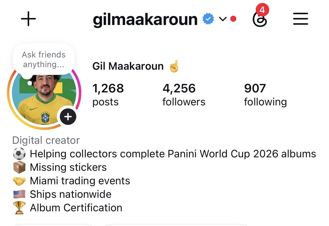 Gil Maakaroun verified Instagram profile — 1,268 posts, 4,256 followers, Digital creator