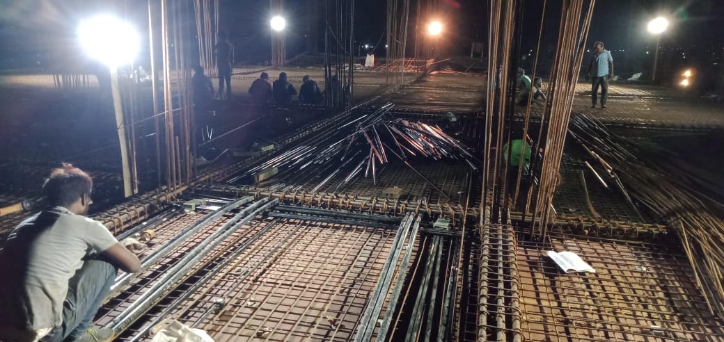 Real work · RIMS Hospital, Manipur — Night shift — pre-pour electrical inspection