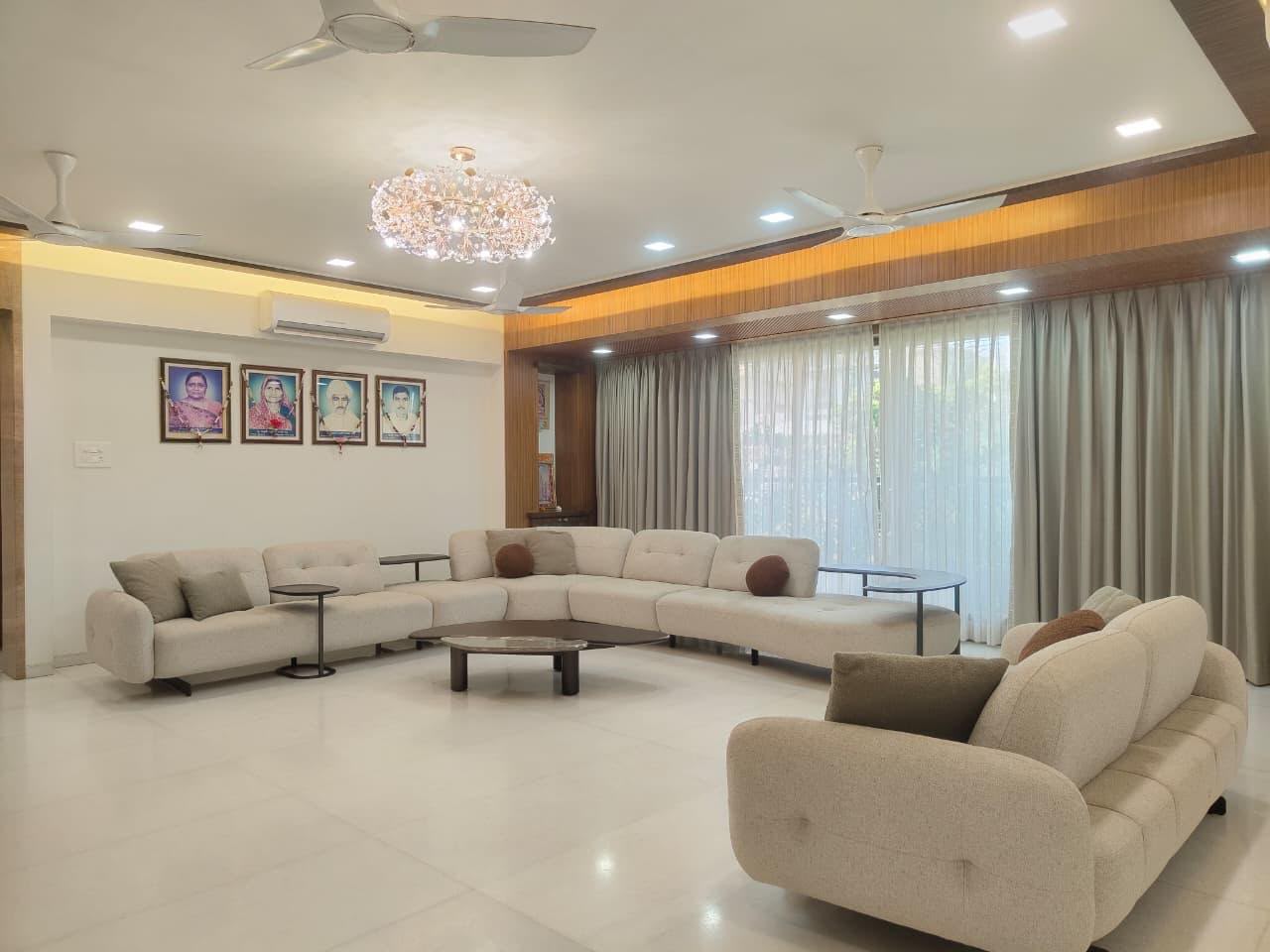 Living room with custom sofa and ceiling lighting by Gativan