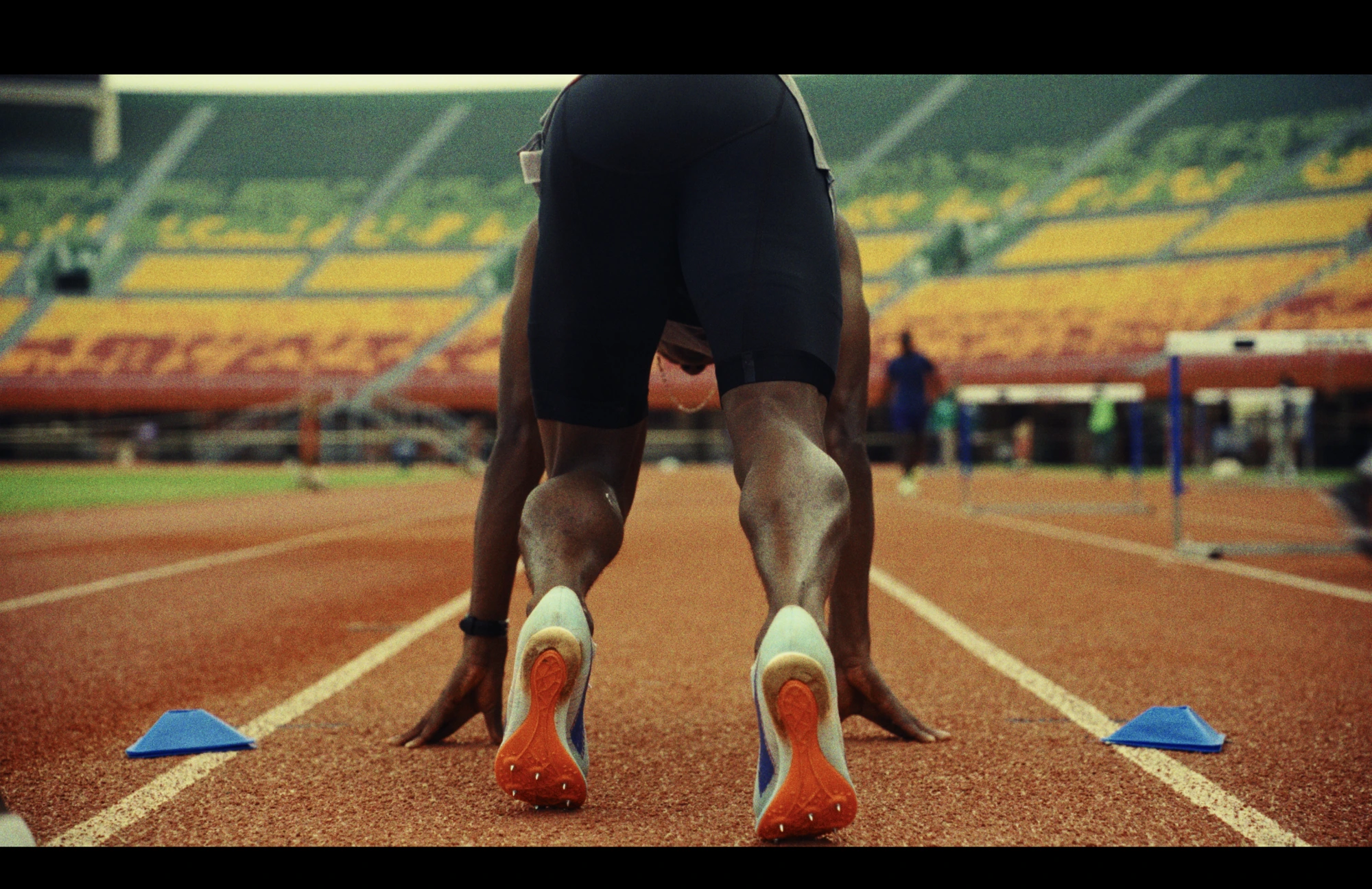 Athlete in sprint start position