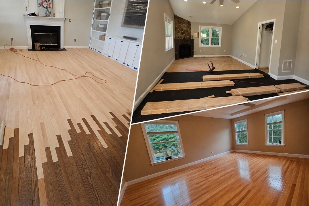 Completed hardwood floor in a bright Pennsylvania room