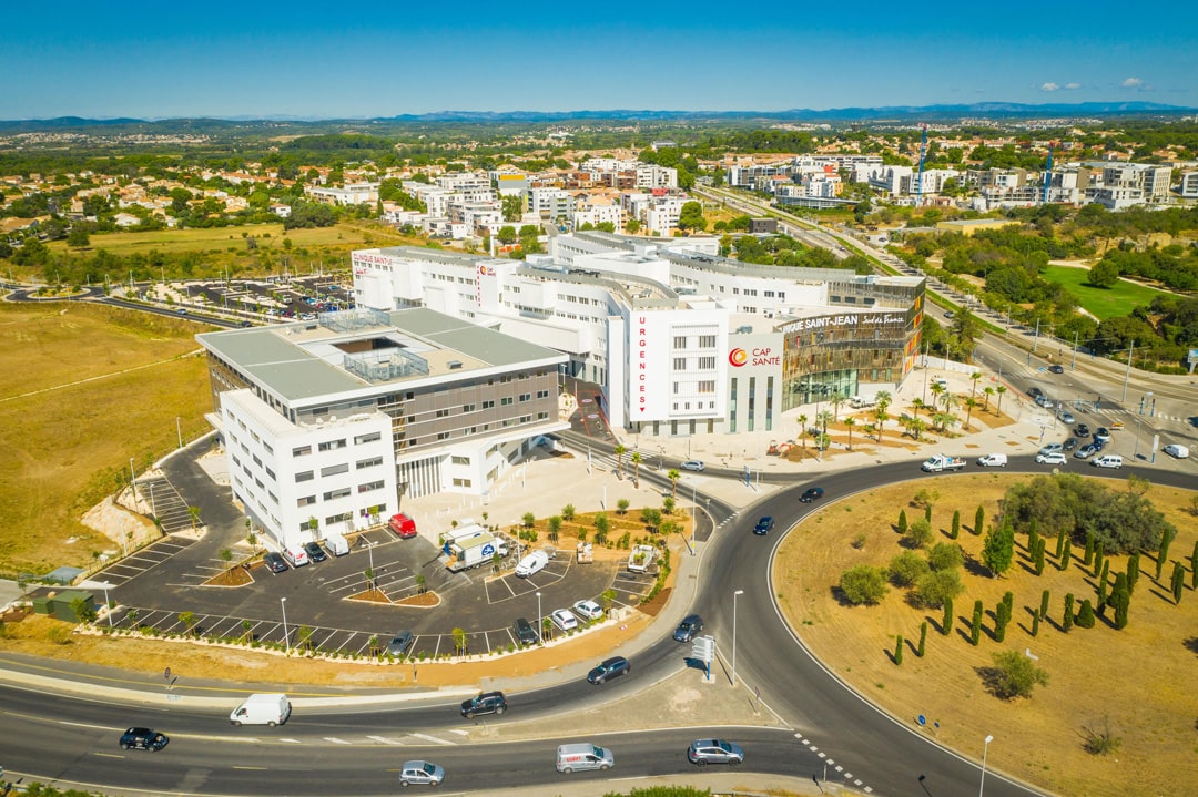 Vue aérienne de la Clinique Saint Jean à Saint-Jean-de-Védas