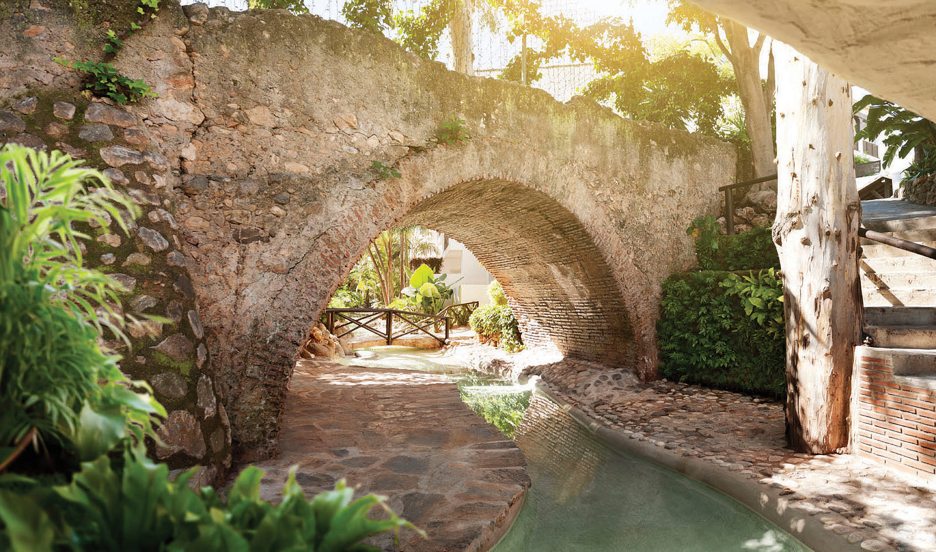 Historic stone bridge at Puente Romano