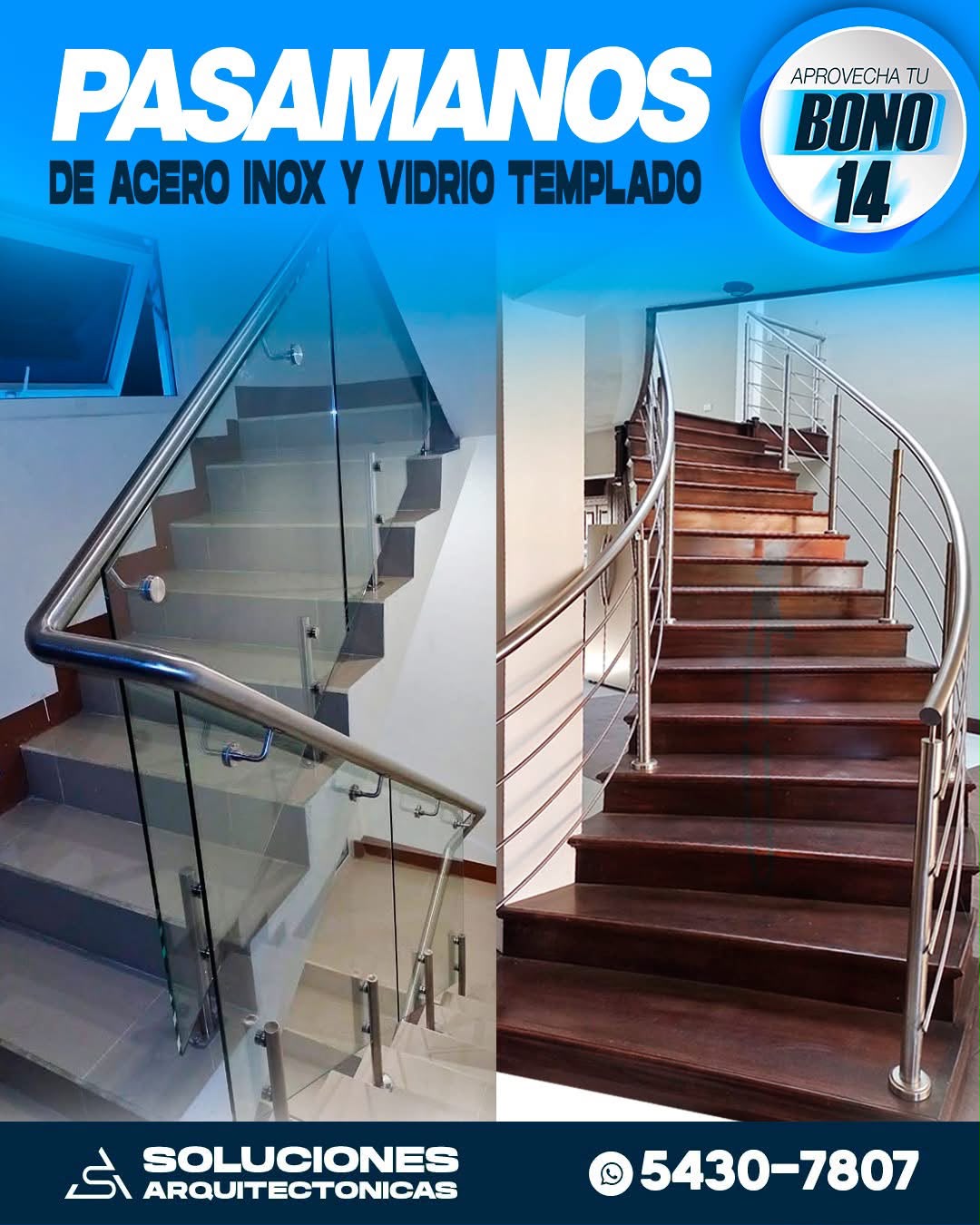 Pasamanos instalado en escaleras