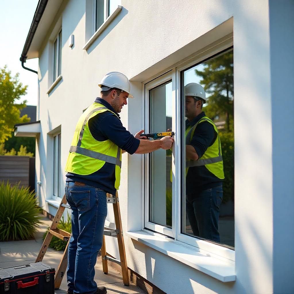 Instalador profesional colocando ventana Línea Euro